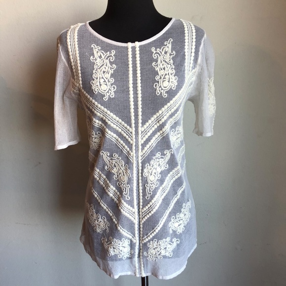 Lucky Brand Tops - LUCKY BRAND sz S sheer embroidered boho blouse